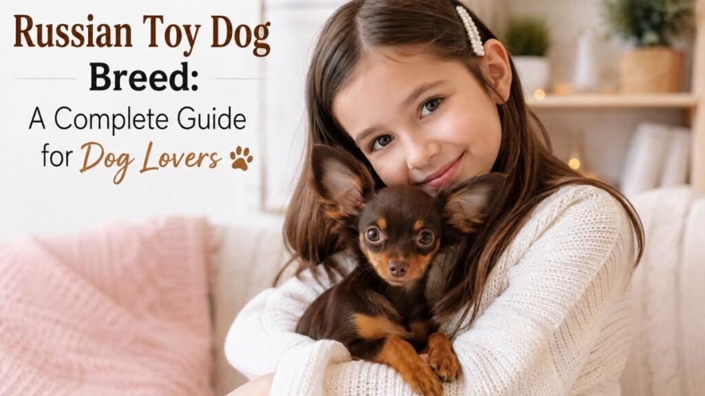 Girl cuddling a Russian Toy dog
