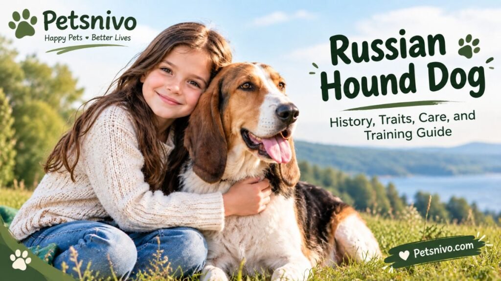 Russian Hound Dog with a girl