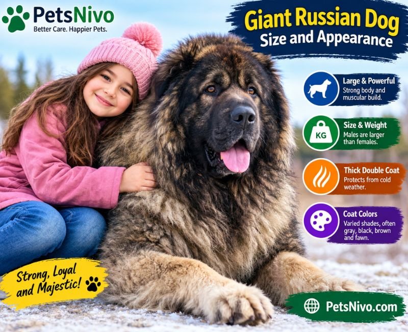 Giant Russian Dog with cute girl