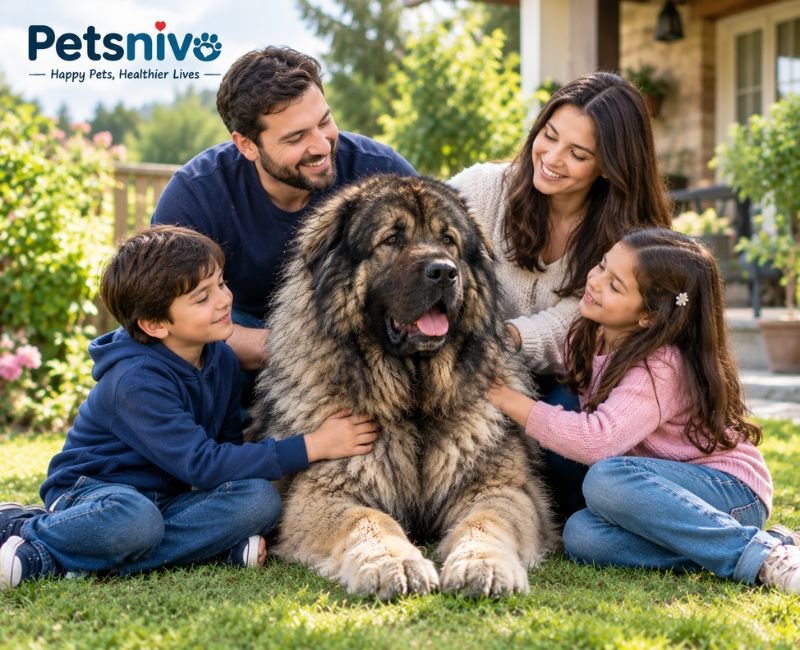 Russian Shepherd Dog with family